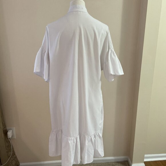 Costello Button Front Mini Dress Swim Cover Up Free Size White Lightweight Beach - Picture 6 of 9